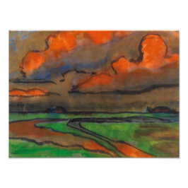 Marsh Ligcape under Red Clouds | Emil Nolde | Fototryck