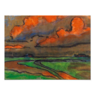Marsh Ligcape under Red Clouds Emil Nolde Fototryck