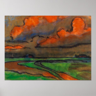 Marsh Ligcape under Red Clouds Emil Nolde Poster