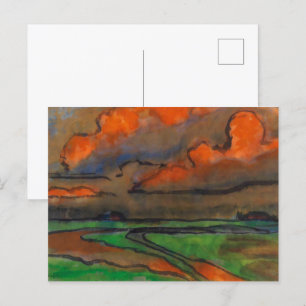 Marsh Ligcape under Red Clouds Emil Nolde Vykort