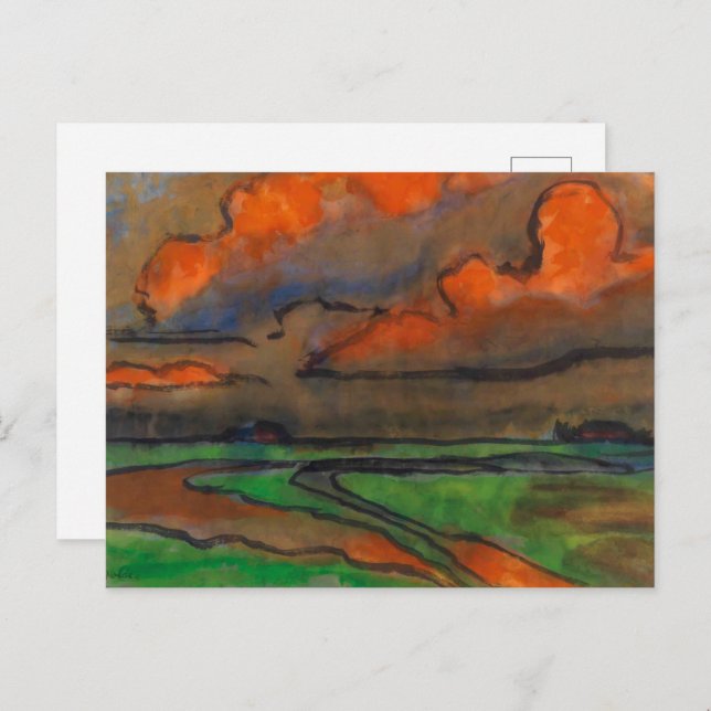 Marsh Ligcape under Red Clouds | Emil Nolde | Vykort (Fram/baksida)