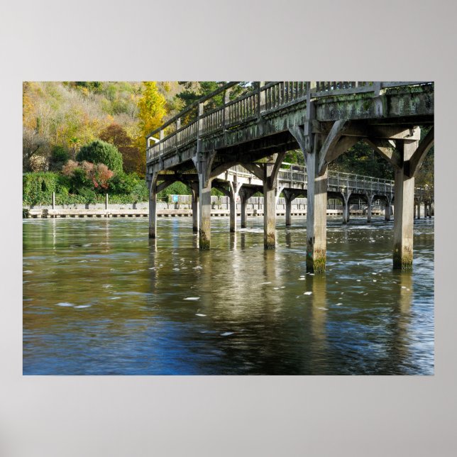 Marsh Lock Horsebridge River Thames Höst  Poster (Framsidan)
