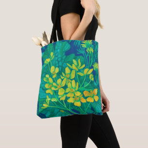Marsh Marigold Summer Wildblommor Blommigt Paintin Tygkasse