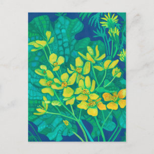 Marsh Marigold Summer Wildblommor Blommigt Paintin Vykort