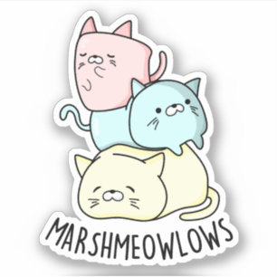 Marsh-meow-lows Funny Cat Marshmallow Pun Klistermärken