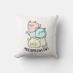 Marsh-meow-lows Funny Cat Marshmallow Pun Kudde
