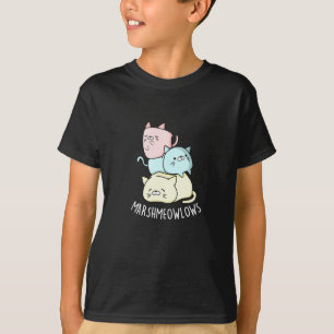 Marsh-meow-lows Funny Cat Marshmallow Pun Mörk BG T Shirt