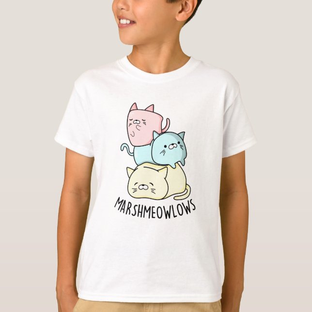 Marsh-meow-lows Funny Cat Marshmallow Pun T Shirt (Framsida)