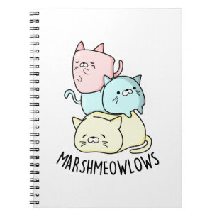 Marsh-meow-lows Rolig Katt Marshmallow Puns Anteckningsbok