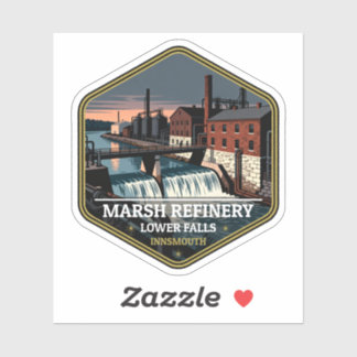 Marsh Raffinaderi Lägre Falls Innsmouth Vintage Re Klistermärken