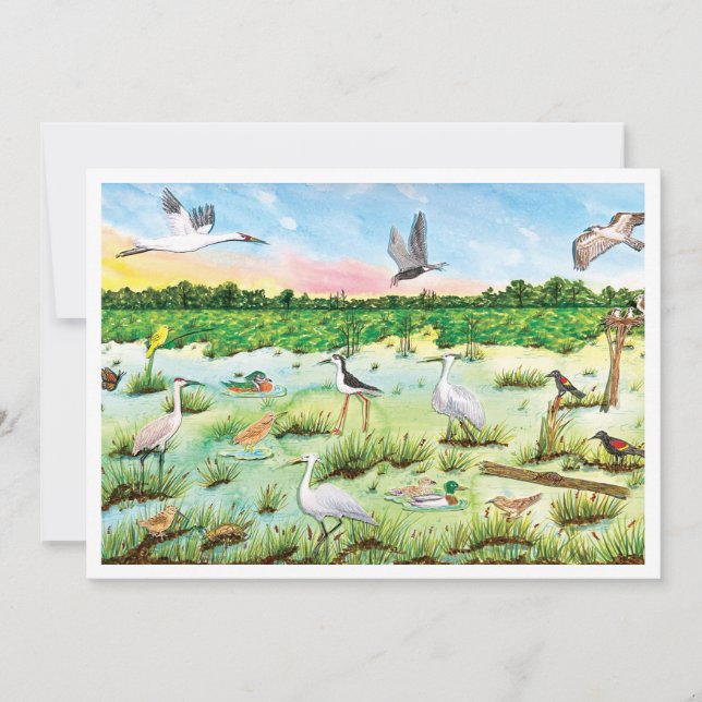 Marsh Wetlands Flat Greeting Card Tack Kort (Framsida)