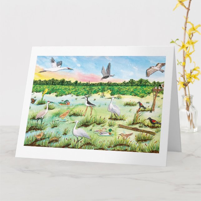 Marsh Wetlands Foleting Card Kort (Gul blomma)