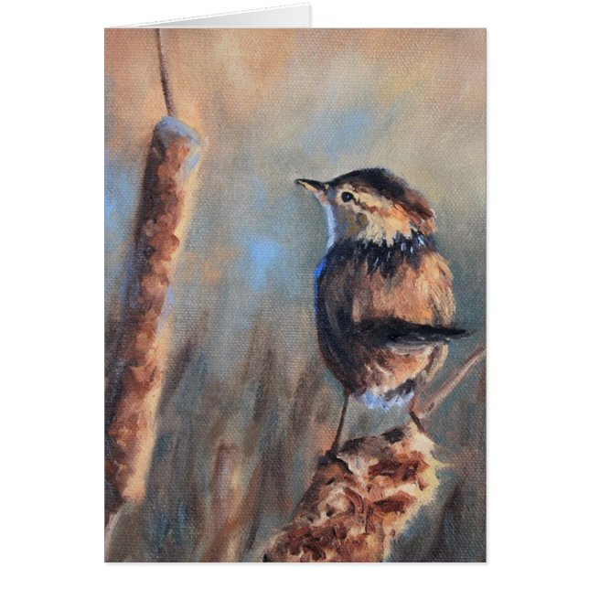 Marsh Wren Fine Art Greeting Card OBS Kort (Framsidan)