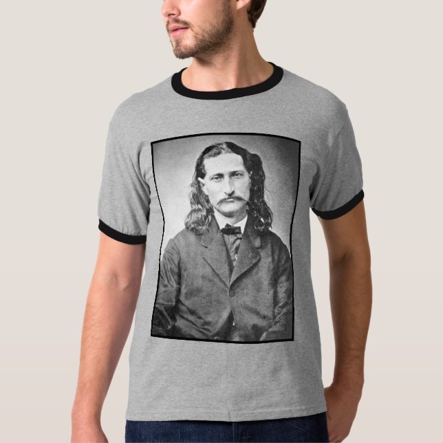 Marshal Vild Bill Hickok Gammala västern Gunfighte T Shirt (Framsida)