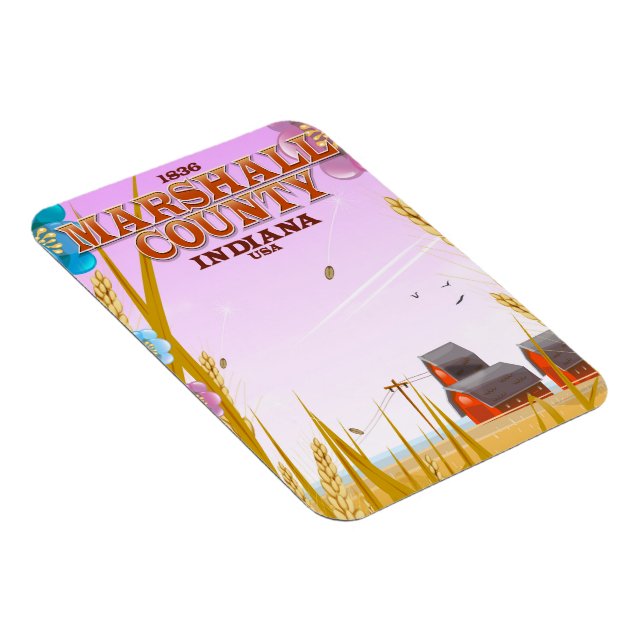 Marshall County 1836 Indiana-reseaffisch. Magnet (Högersidan)