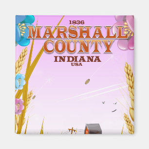 Marshall County 1836 Indiana-reseaffisch. Magnet