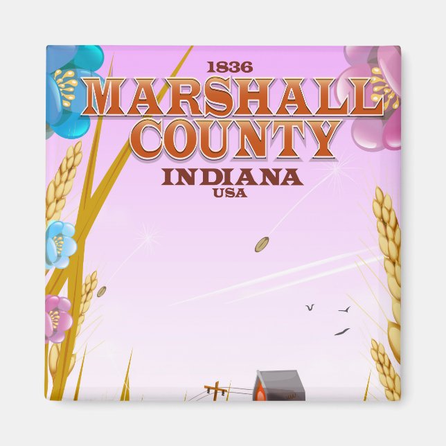Marshall County 1836 Indiana-reseaffisch. Magnet (Framsidan)