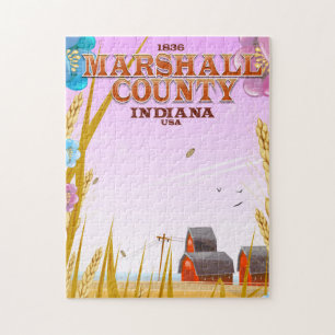 Marshall County '1836' Indiana resemålderaffisch. Pussel