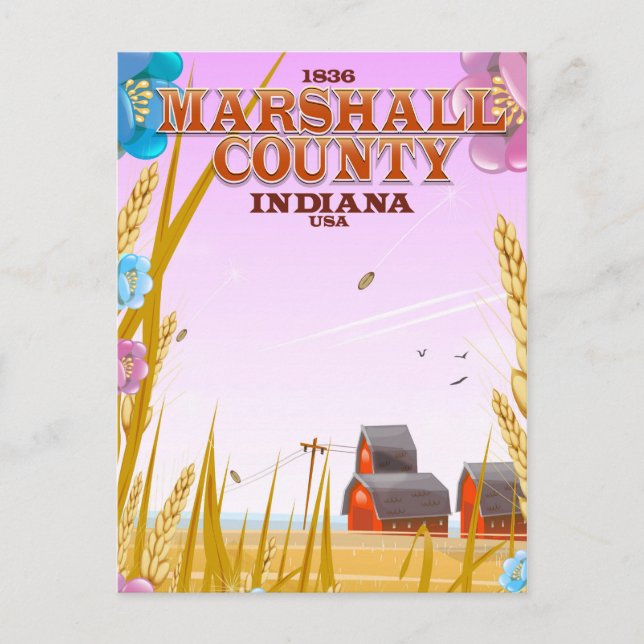 Marshall County '1836' Indiana resemålningaffisch. Vykort (Framsida)