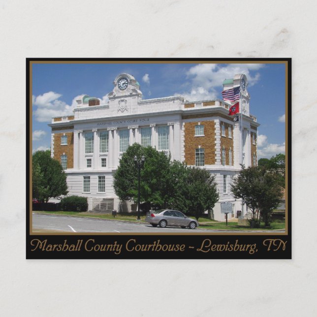 Marshall County Domstol - Lewisburg, TN Vykort (Framsida)