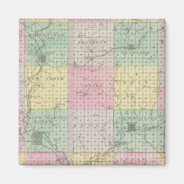 Marshall County och Irving, Kansas Magnet (Framsidan)