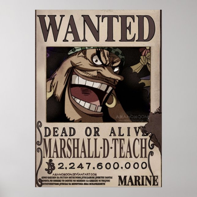 Marshall D Teach Wanted Bounty Poster (Framsidan)