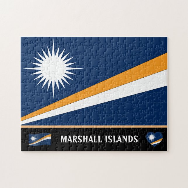 Marshall Flagga & Marshall land / Marshall Island Pussel (Horisontell)