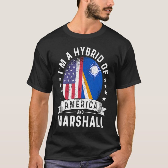 Marshall Islands American Patriot Grown Flagga Hum T Shirt (Framsida)