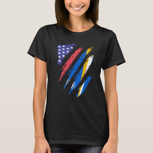 Marshall Islands American Patriot Grown Heart Flag T Shirt (Framsida)
