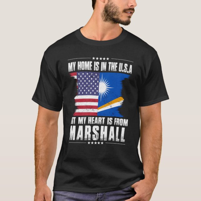 Marshall Islands American Patriot Grown Home Heart T Shirt (Framsida)