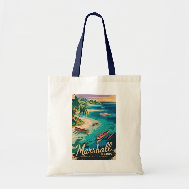 Marshall Islands Coast Illustration Travel Art Tygkasse (Framsidan)