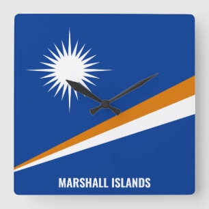 Marshall Islands Flagga Dazzling Patriotic Fyrkantig Klocka