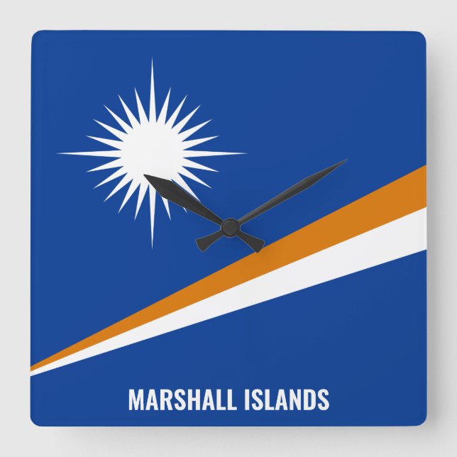 Marshall Islands Flagga Dazzling Patriotic Fyrkantig Klocka (Framsida)