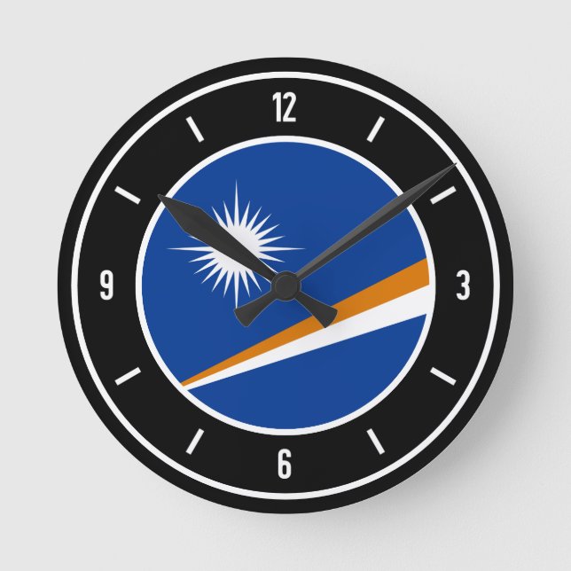 Marshall Islands Flagga Elegant Rund Klocka (Framsida)