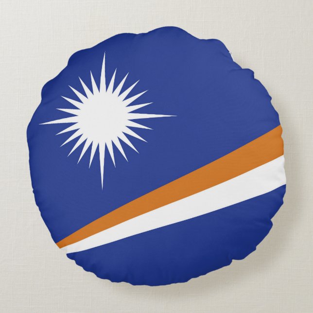 Marshall Islands flagga Rund Kudde (Baksidan)