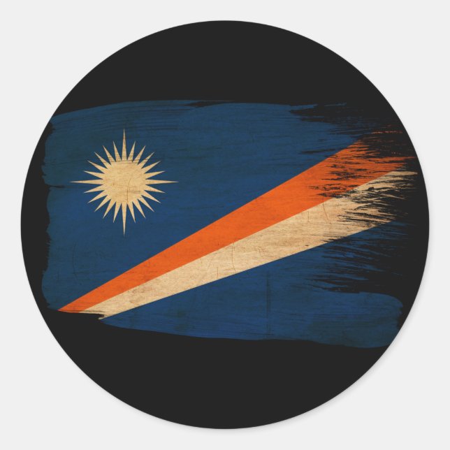Marshall Islands Flagga Runt Klistermärke (Framsida)