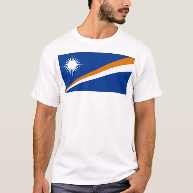 Marshall Islands Flagga T Shirt (Framsida)