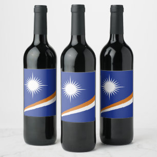Marshall Islands flagga Vinflaska Etikett