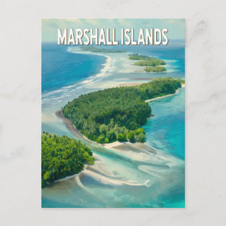 Marshall Islands Illustration Travel Art Vintage Vykort