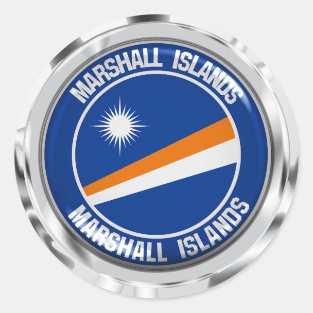 Marshall Islands Round Emblem Runt Klistermärke (Framsida)