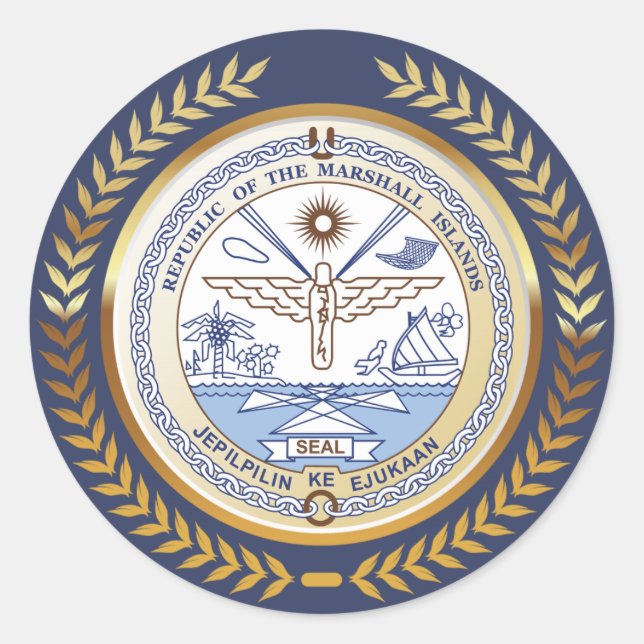 Marshall Islands Seal Runt Klistermärke (Framsida)