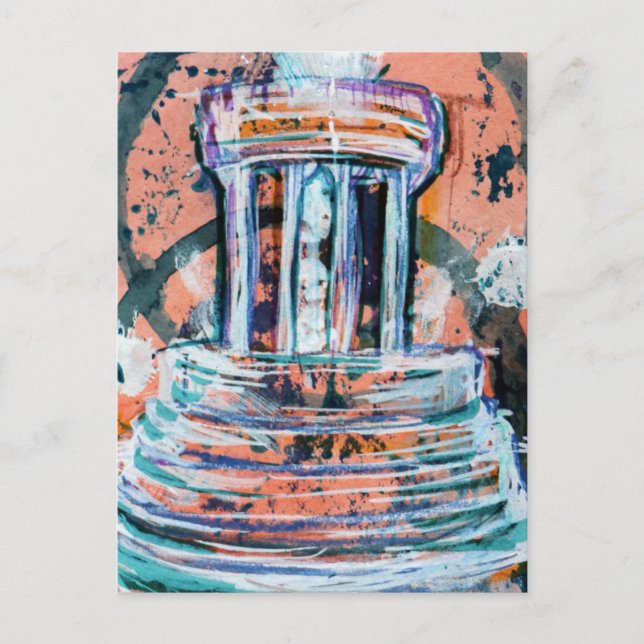 Marshall Michigan Brooks Memorial Fountain Turist Vykort (Framsida)