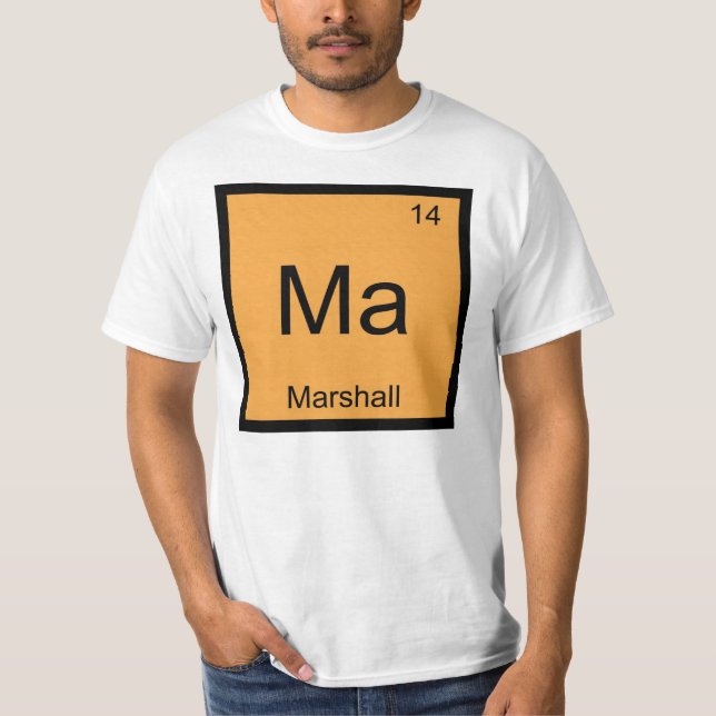 Marshall Namn Kemi Element Periodiska Systemet T Shirt (Framsida)