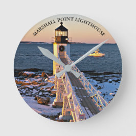 Marshall PointLighthouse Maine Wall Clock Rund Klocka