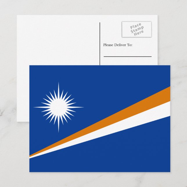 Marshallese Flagga, Flagga Marshallöarna Vykort (Fram/baksida)