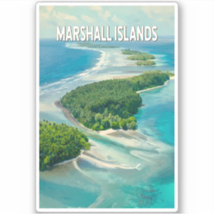 Marshallöarna Illustration Resa Konst Vintage Klistermärken