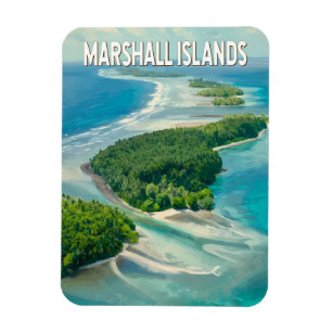Marshallöarna Illustration Resa Konst Vintage Magnet