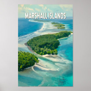 Marshallöarna Illustration Resa Konst Vintage Poster
