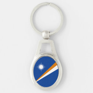 Marshallöarnas flagga ovalt silverfärgad nyckelring
