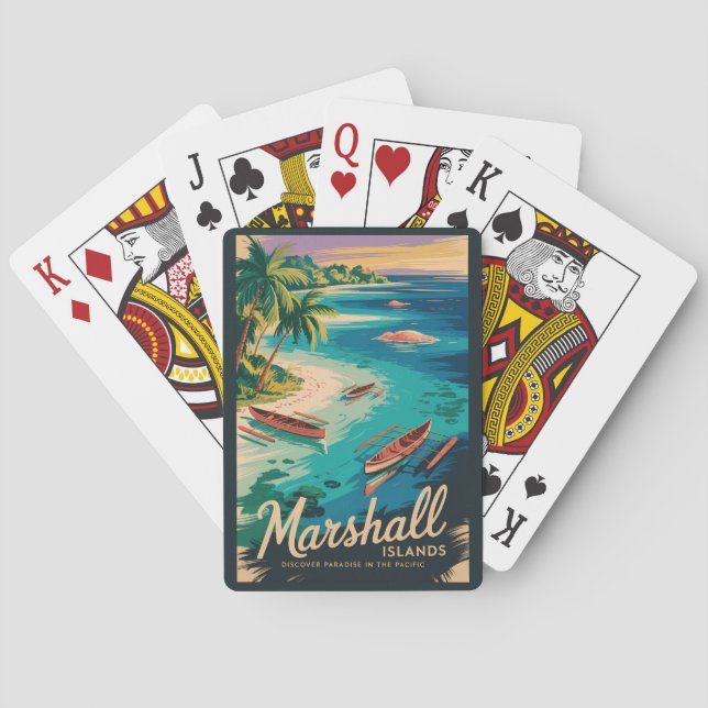 Marshallöarnas kustillustration Resekonst Casinokort (Baksidan)